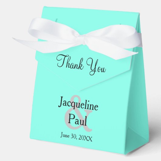 の結婚感謝のターコイズブルー名 フェイバーボックス (正面)