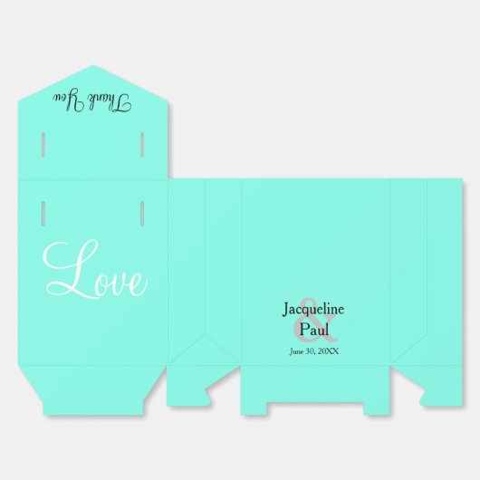 の結婚感謝のターコイズブルー名 フェイバーボックス (見開き)