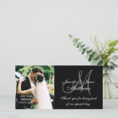 の結婚感謝のモノグラムとメッセージ サンキューカード (スタンド正面)