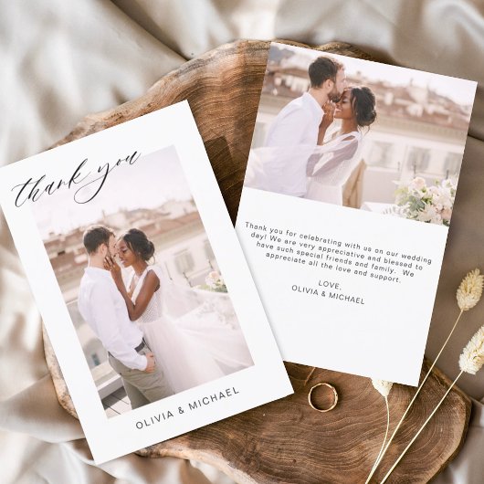 の結婚感謝の写真ミニマルなロマンチックカード