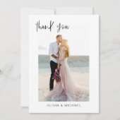 の結婚感謝の写真ミニマルなロマンチック サンキューカード (正面)