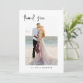 の結婚感謝の写真ミニマルなロマンチック サンキューカード (スタンド正面)