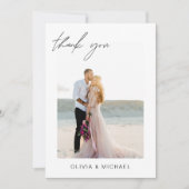 の結婚感謝の写真ミニマルなロマンチック サンキューカード (正面)