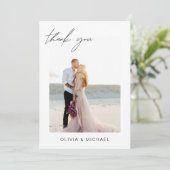 の結婚感謝の写真ミニマルなロマンチック サンキューカード (スタンド正面)