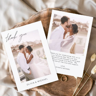 の結婚感謝の写真ミニマルなロマンチック サンキューカード