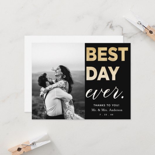 の結婚感謝の写真最高の日 カード (正面/裏面インサイチュ)