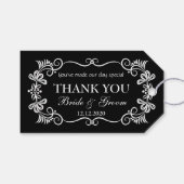 の結婚感謝の贈り物ラベル |白黒渦巻 ギフトタグ (正面(横))