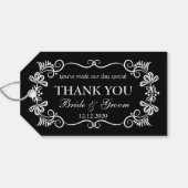 の結婚感謝の贈り物ラベル |白黒渦巻 ギフトタグ (裏面横)