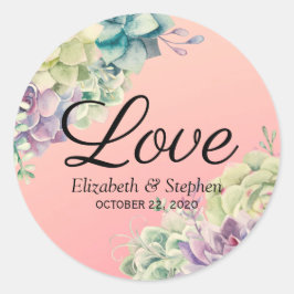 の結婚感謝シックな水色の多肉植物 ラウンドシール