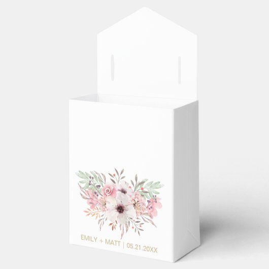 の結婚感謝ピンク素朴のフローラお願い箱 フェイバーボックス (オープン)