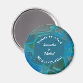 の結婚感謝ブルージェムストーンジェムサンキュー マグネット (正面/裏面)