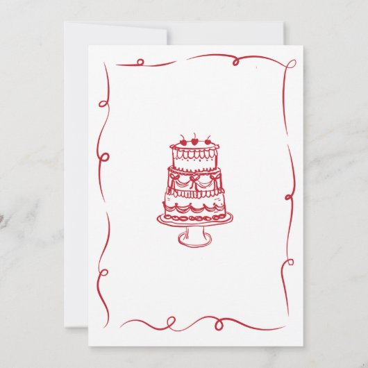 の結婚手が赤く引きお洒落寄せ 招待状 (裏面)