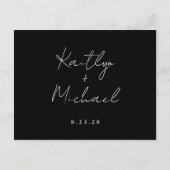 の結婚手書きモダン黒詳細QRコード エンクロージャーカード (裏面)