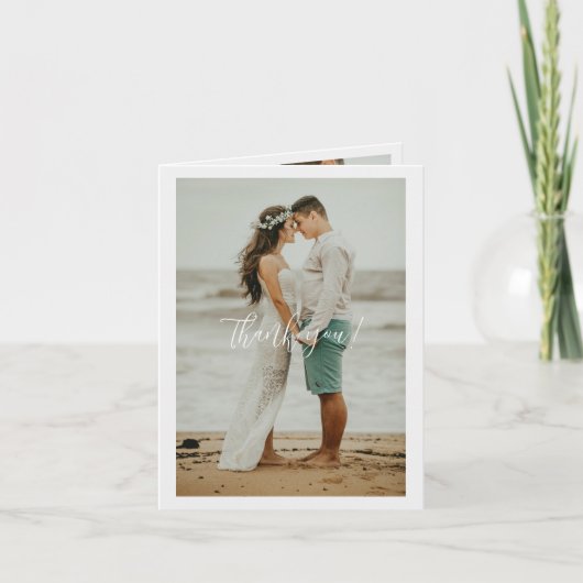 の結婚手書き感謝3枚の写真 サンキューカード (正面)