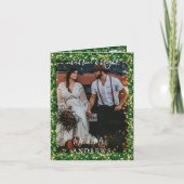 の結婚手書き結婚したと明るい3枚の写真 サンキューカード (正面)