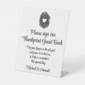 の結婚披露宴テーブル用の拇印のゲストブック 台座サイン (正面)