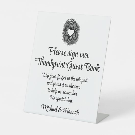 の結婚披露宴テーブル用の拇印のゲストブック 台座サイン (正面)