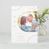 の結婚抽象芸術シェイプPhoto Couple Golden Effect セーブザデート (スタンド正面)