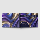 の結婚抽象芸術モダンブルーパープル金ゴールド- ゲストブック (全面)