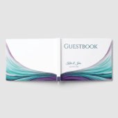 の結婚抽象芸術紫とティール（緑がかった色） ゲストブック (全面)