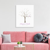 の結婚指紋の木 – 愛の鳥 – 紫 キャンバスプリント (インサイチュ (リビング))