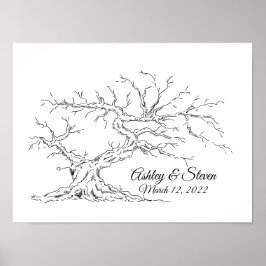 の結婚指紋ツリーのゲストブック ポスター