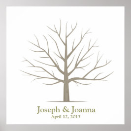 の結婚指紋ツリー – 四角 ポスター