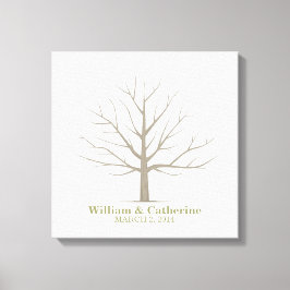 の結婚指紋ツリー – 正方形キャンバス キャンバスプリント