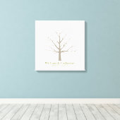 の結婚指紋ツリー – 正方形キャンバス キャンバスプリント (インサイチュ (ウッドフロア))