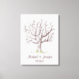 の結婚指紋ツリー(茶色)キャンバス印刷 キャンバスプリント