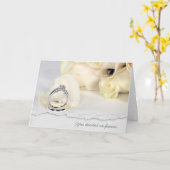 の結婚指輪とバラ カード (黄色い花)