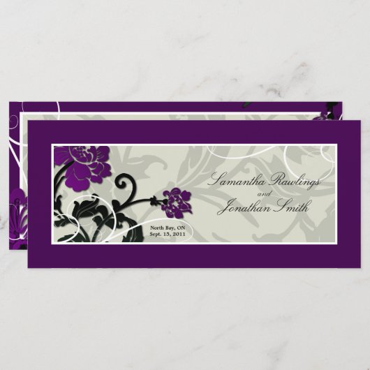 の結婚教会プログラム – 紫のフローラ渦巻き プログラム (正面/裏面)