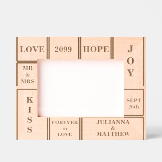 の結婚文字またカスタムは記念日 レーザー彫刻フレーム (正面)