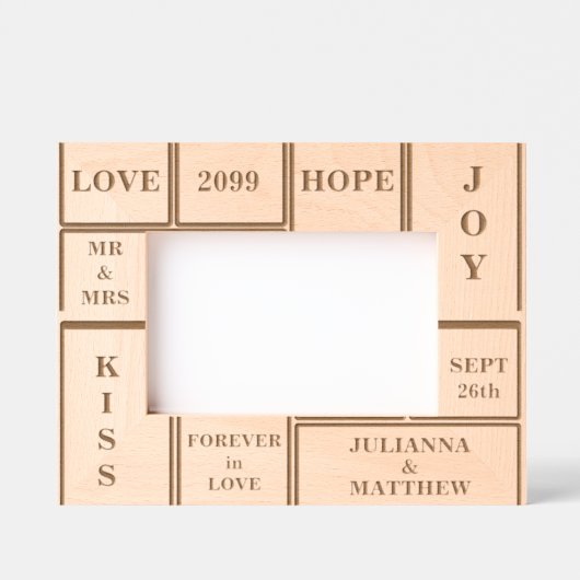 の結婚文字またカスタムは6x4 レーザー彫刻フレーム (正面)