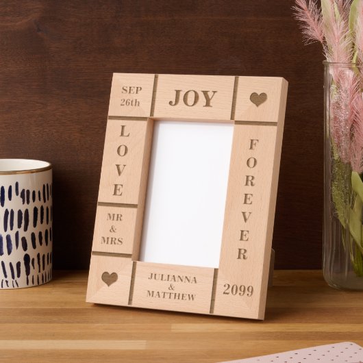 の結婚文字カスタムVert 4x6 レーザー彫刻フレーム (左)