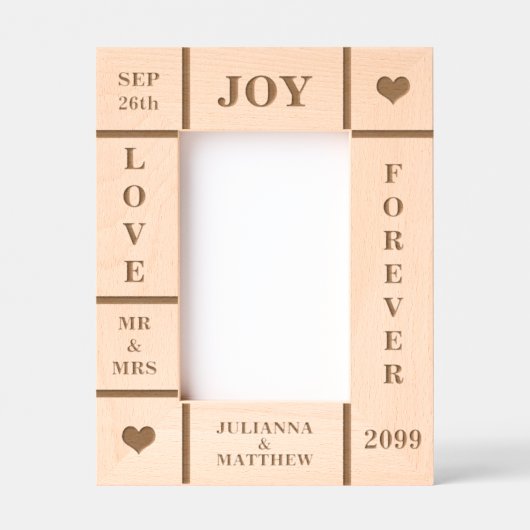 の結婚文字カスタムVert 4x6 レーザー彫刻フレーム (正面)