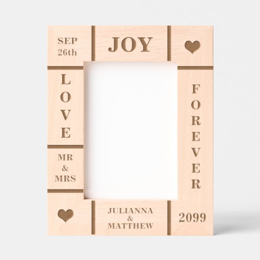 の結婚文字カスタムVert 5x7 レーザー彫刻フレーム (正面)