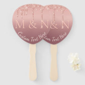 の結婚文字バラ金ゴールド赤面グリッターハンドファン ハンドファン (正面&裏面)