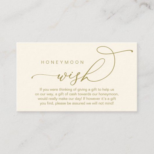 の結婚新婚旅行の願い、お金の贈り物 エンクロージャーカード (正面)