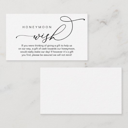 の結婚新婚旅行の願い、お金の贈り物 エンクロージャーカード (正面/裏面)