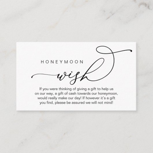 の結婚新婚旅行の願い、お金の贈り物 エンクロージャーカード (正面)