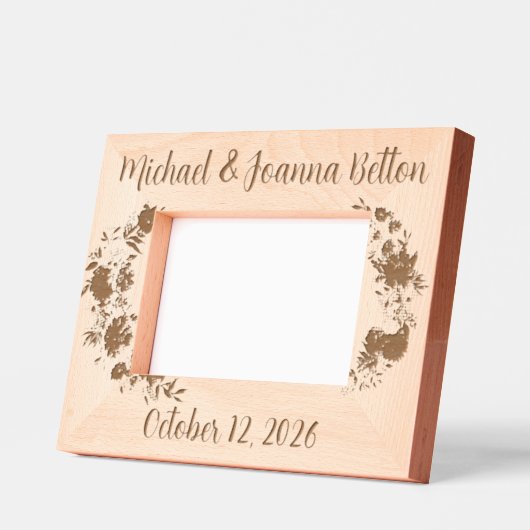 の結婚新婚記念フローラ花 レーザー彫刻フレーム (左)