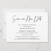 の結婚新救期の延期ミニマル 案内状 (正面)