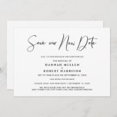 の結婚新救期の延期ミニマル 案内状 (正面/裏面)