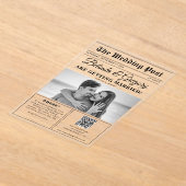 の結婚新聞おもしろい白黒フォトズ結婚 アクリル招待状 (レイダウン)