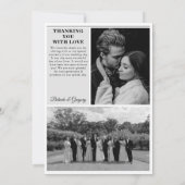 の結婚新聞おもしろい白黒フォトズ結婚 サンキューカード (裏面)