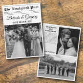 の結婚新聞おもしろい白黒フォトズ結婚 サンキューカード