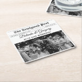 の結婚新聞おもしろい白黒フォトズ結婚 スクエアペーパーコースター (アングル)