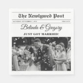 の結婚新聞おもしろい白黒フォトズ結婚 スタンダードランチョンナプキン (正面)