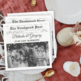 の結婚新聞おもしろい白黒フォトズ結婚 スタンダードランチョンナプキン